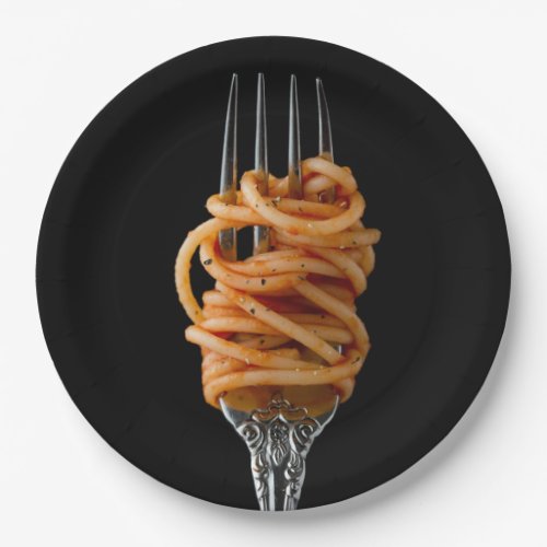 Pasta spun on a Fork Food Spaghetti Paper Plates