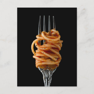 Pasta spun on a Fork, Food Spaghetti Postcard