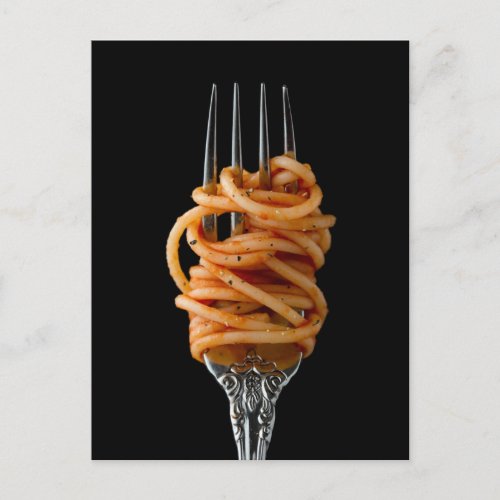 Pasta spun on a Fork Food Spaghetti Postcard