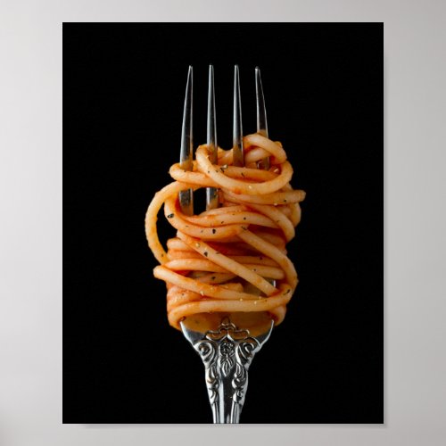 Pasta spun on a Fork Food Spaghetti Poster