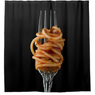Pasta spun on a Fork, Food Spaghetti Shower Curtain