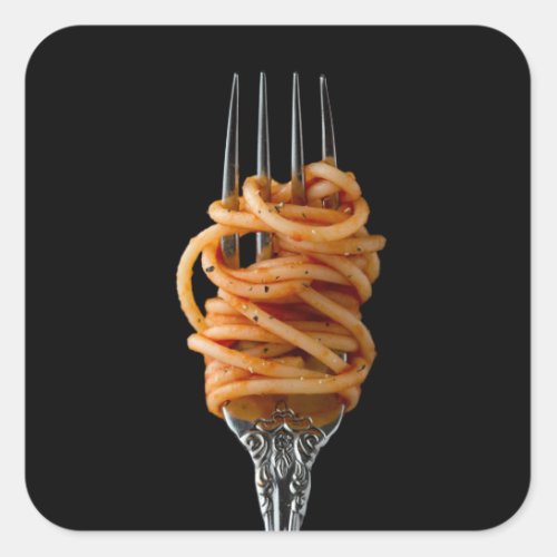 Pasta spun on a Fork Food Spaghetti Square Sticker