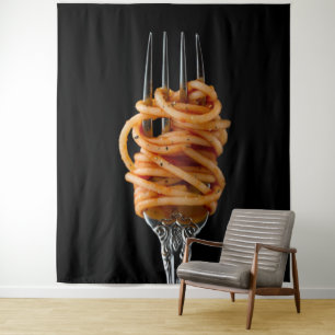 Pasta spun on a Fork, Food Spaghetti Tapestry