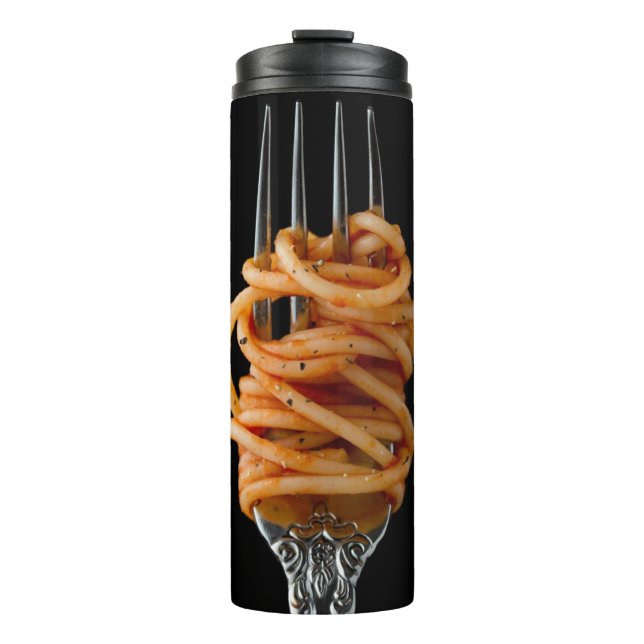 Pasta spun on a Fork, Food Spaghetti Thermal Tumbler (Front)