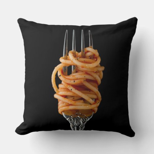 Pasta spun on a Fork Food Spaghetti Throw Pillow