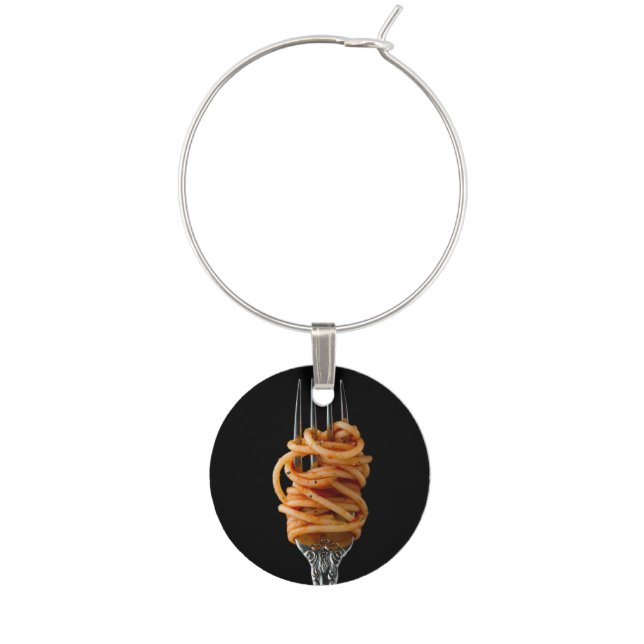 Pasta spun on a Fork, Food Spaghetti Wine Charm (Front)