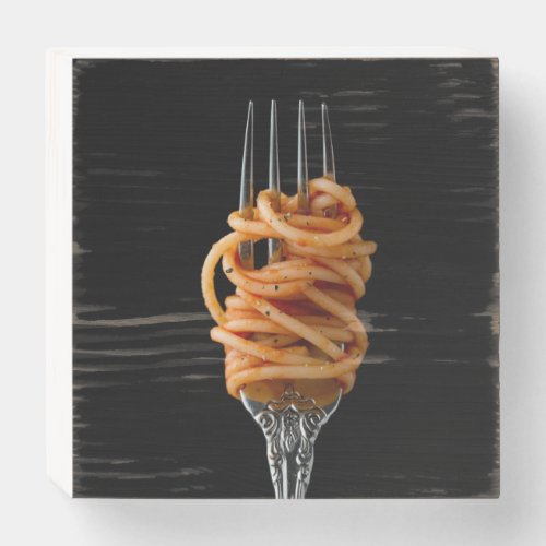 Pasta spun on a Fork Food Spaghetti Wooden Box Sign