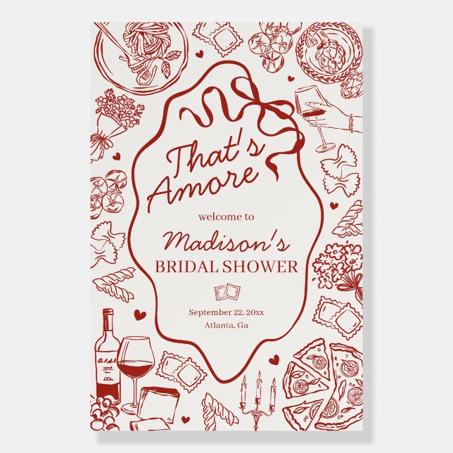 Pasta That's Amore Italian Bridal Shower Welcome Foam Board (Front)