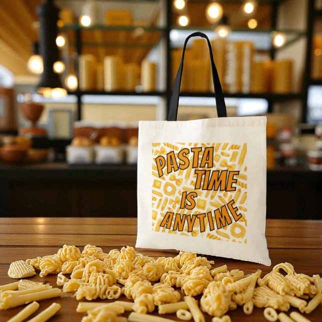 Pasta Time is Anytime Pattern Double Sided Design Tote Bag (front and back design is the same)