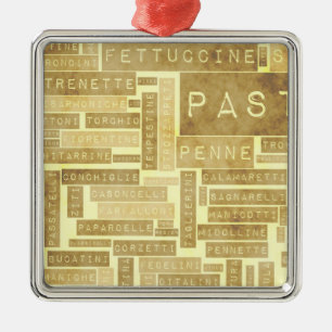 Pasta Types and Assorted Variety of Pastas Metal Ornament