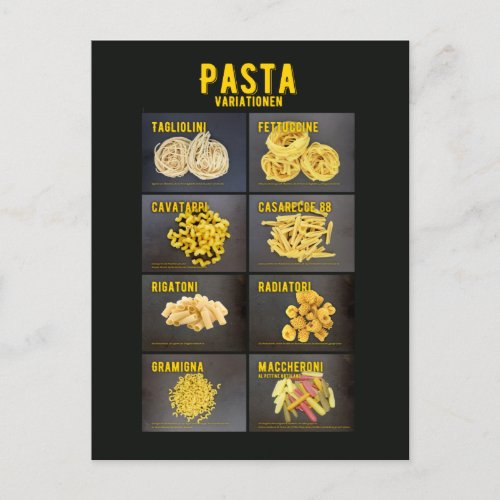 Pasta Variations Italian Restaurant Postcard