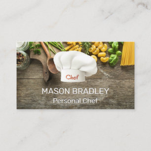 Pastas on Table Chef Hat Business Card