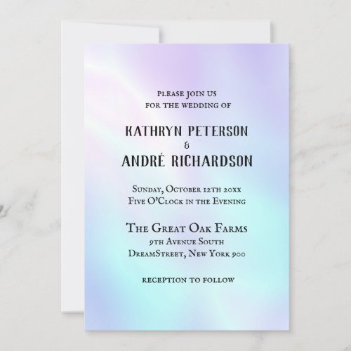 Paste Blue Purple Color Shift Wedding Invitation
