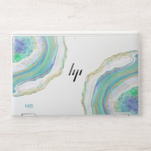 Paste Purple Aqua Agate with Your Monogram HP Laptop Skin