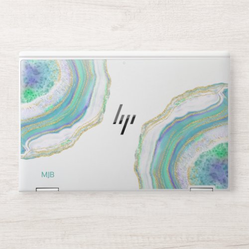 Paste Purple Aqua Agate with Your Monogram HP Laptop Skin