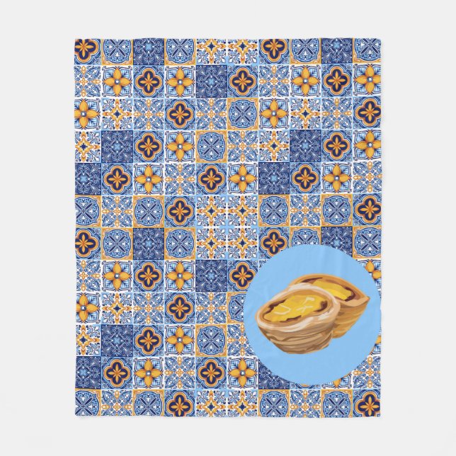 Pasteis de Nata Tiles Fleece Blanket (Front)