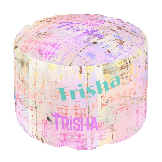 Pastel #2 Distressed Look Pouf Chair HAMbWG (Angled Back)