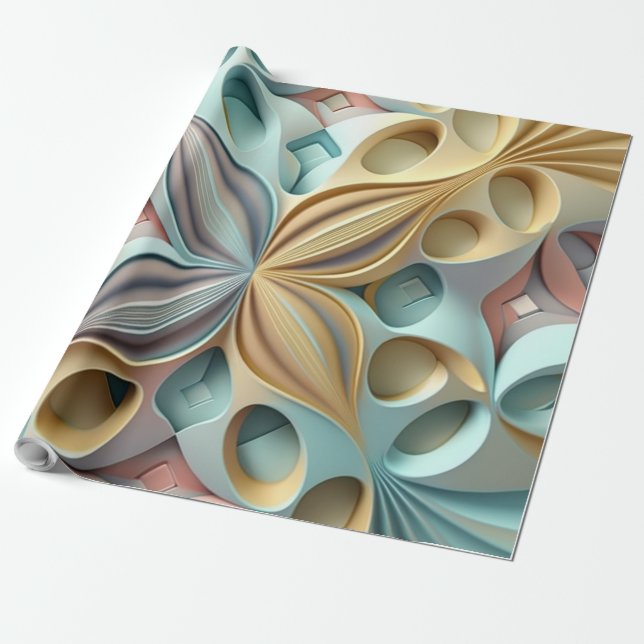 Pastel 3D effect pattern wrapping paper (Unrolled)