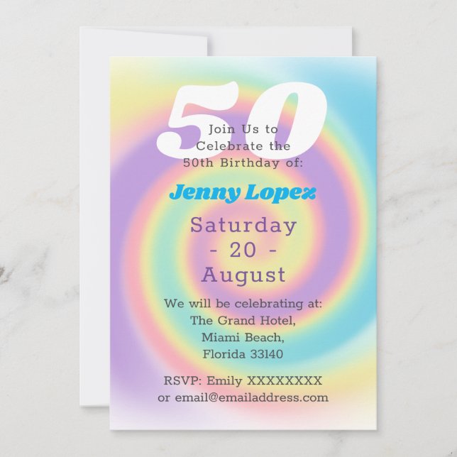 Pastel 50th Birthday Party Invitation (Front)