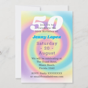 Pastel 50th Birthday Party Invitation