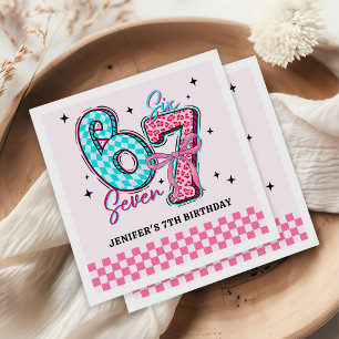 Pastel 67 Six Seven Girl Birthday Party Napkins