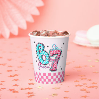 Pastel 67 Six Seven Girl Birthday Party Paper Cups