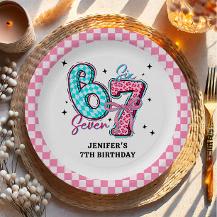 Pastel 67 Six Seven Girl Birthday Party Paper Plates