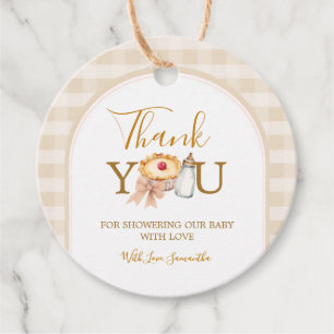Pastel A Little Cutie Pie Gingham Fall Baby Shower Favor Tags