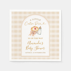 Pastel A Little Cutie Pie Gingham Fall Baby Shower Napkins
