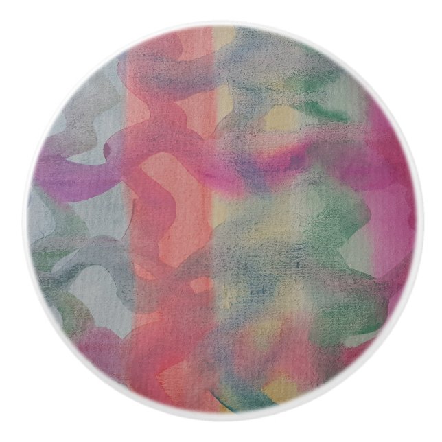 Pastel Abstract Art  Ceramic Knob (Front)