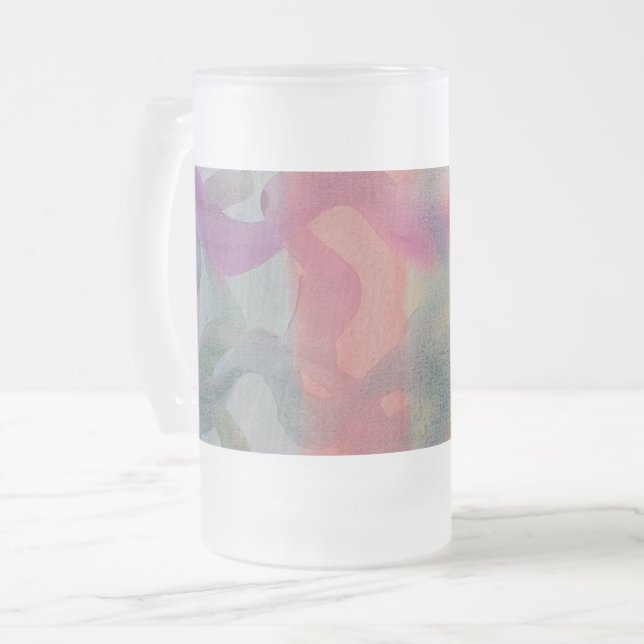 Pastel Abstract Art  Frosted Glass Beer Mug (Front Left)