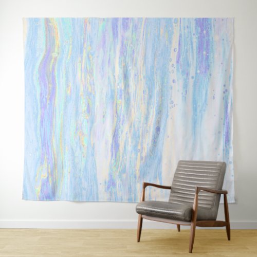  Pastel Abstract Art Light Blue Turquoise White Tapestry