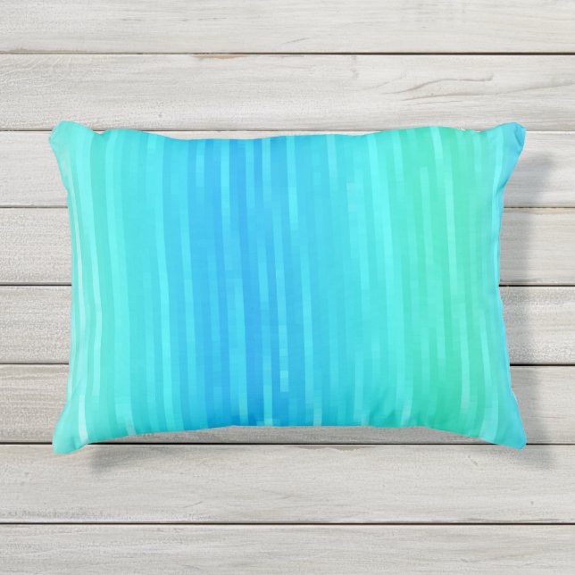 Pastel Abstract Art Teal Turquoise Blue Green Outdoor Pillow (Front)