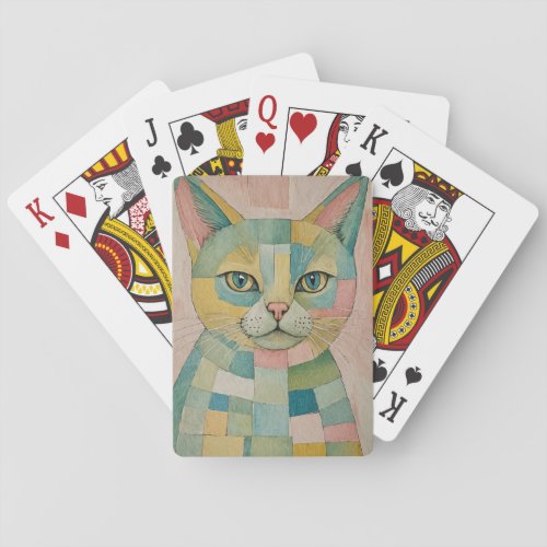 Pastel Abstract Cat Playing Cards