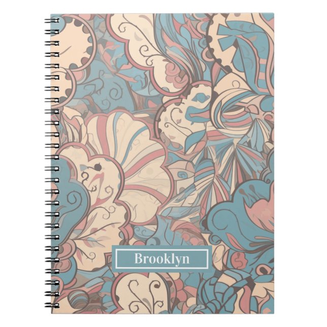 Pastel Abstract Doodle Pattern Spiral Notebook (Front)