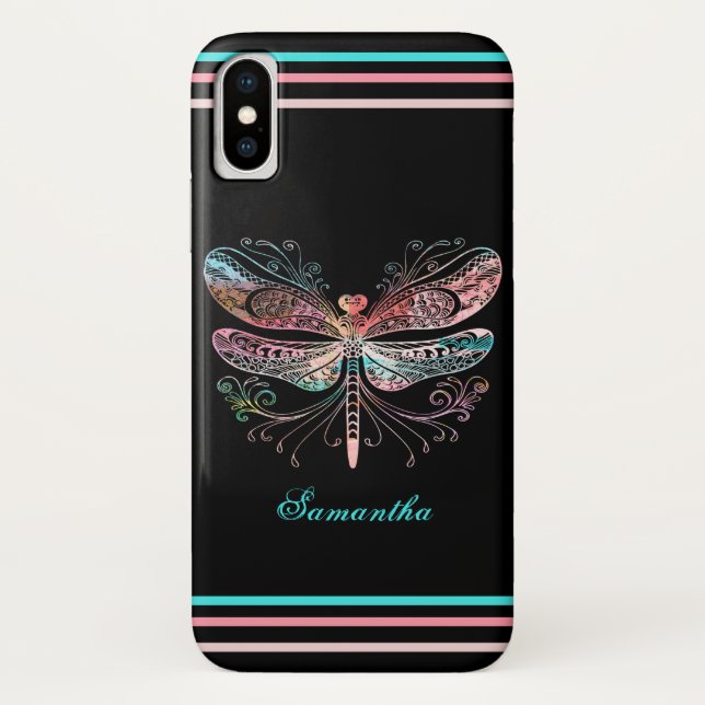 Pastel Abstract Dragonfly Black  Case-Mate iPhone Case (Back)