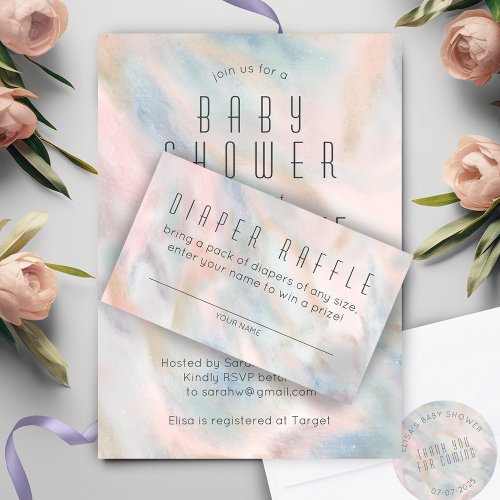Pastel Abstract Elegant Chic CUSTOM BABY SHOWER Enclosure Card