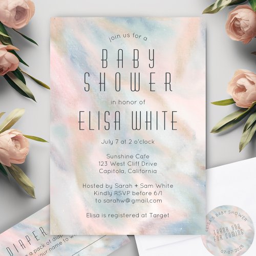 Pastel Abstract Elegant Chic CUSTOM BABY SHOWER Invitation