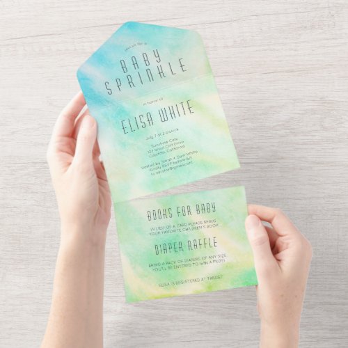 Pastel Abstract Elegant Chic CUSTOM BABY SPRINKLE All In One Invitation