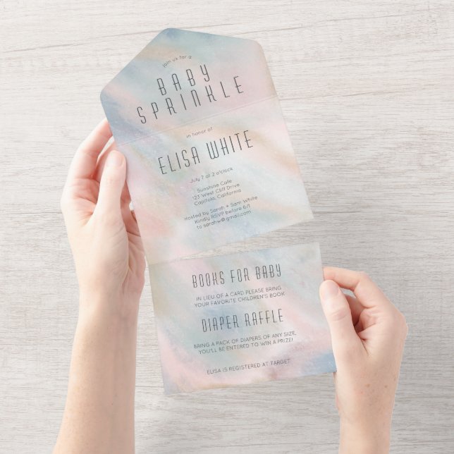 Pastel Abstract Elegant Chic CUSTOM BABY SPRINKLE All In One Invitation (Tearaway)