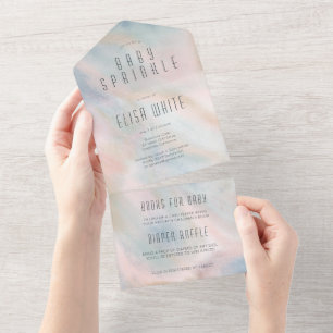 Pastel Abstract Elegant Chic CUSTOM BABY SPRINKLE All In One Invitation