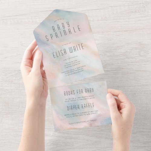 Pastel Abstract Elegant Chic CUSTOM BABY SPRINKLE All In One Invitation