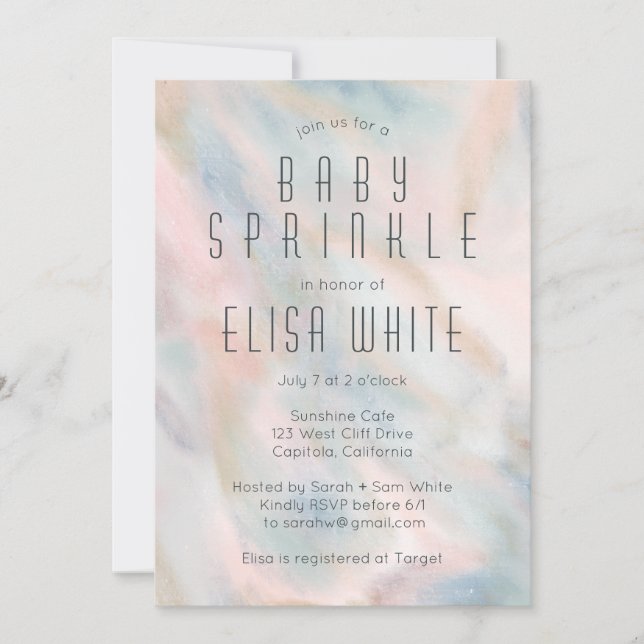 Pastel Abstract Elegant Chic CUSTOM BABY SPRINKLE Invitation (Front)