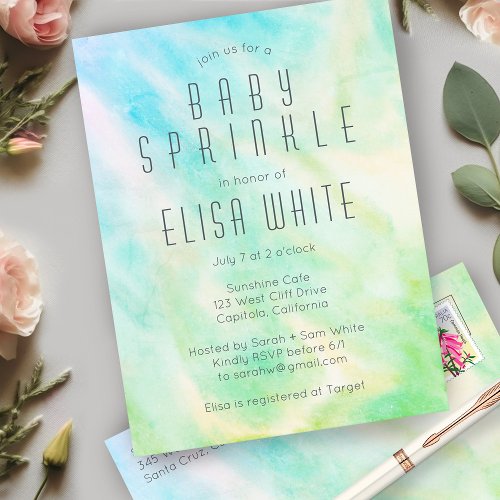 Pastel Abstract Elegant Chic CUSTOM BABY SPRINKLE Invitation Postcard
