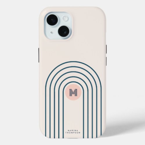Pastel Abstract Geometric Lines Arches  iPhone 15 Case