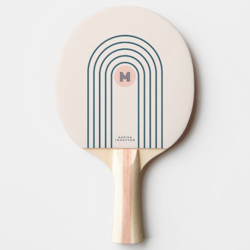 Pastel Abstract Geometric Lines Arches  Ping Pong Paddle
