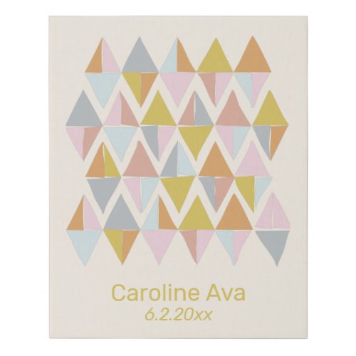 Pastel Abstract Geometric Pattern Personalized Faux Canvas Print