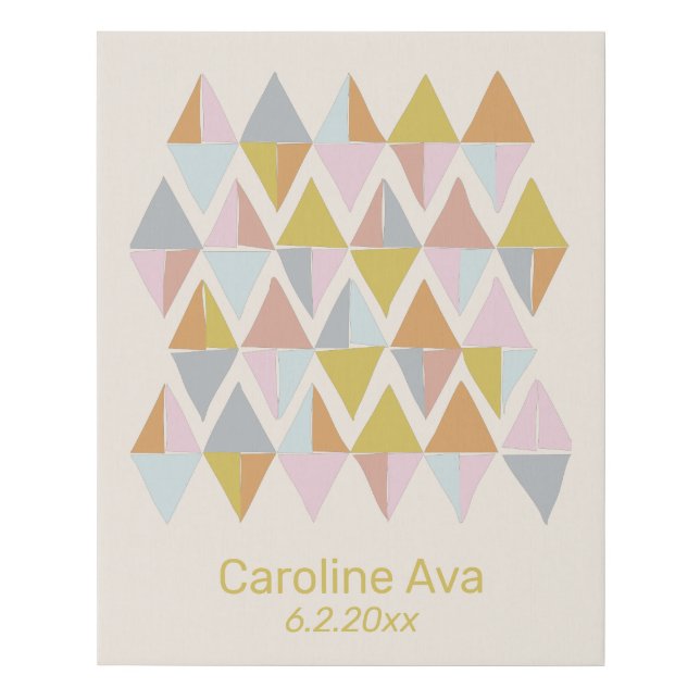 Pastel Abstract Geometric Pattern Personalized Faux Canvas Print (Front)