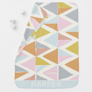 Pastel Abstract Geometric Triangle Personalized Baby Blanket