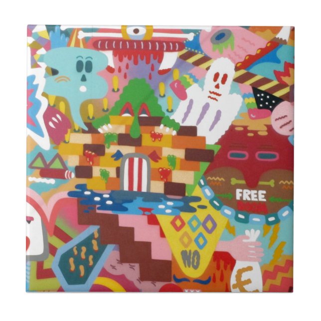 Pastel Abstract Graffiti Mural Tile (Front)